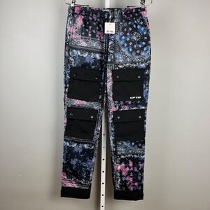 EPTM Cargo Pants Mens XS 28 Galaxy Bandana Print Snap Pockets New‎ NWT